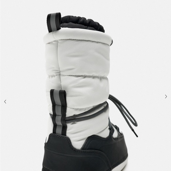 Zara NWT WATER RESISTANT AND WATER REPELLENT QUILTED BOOTS Size 9 Black & White - Picture 4 of 8